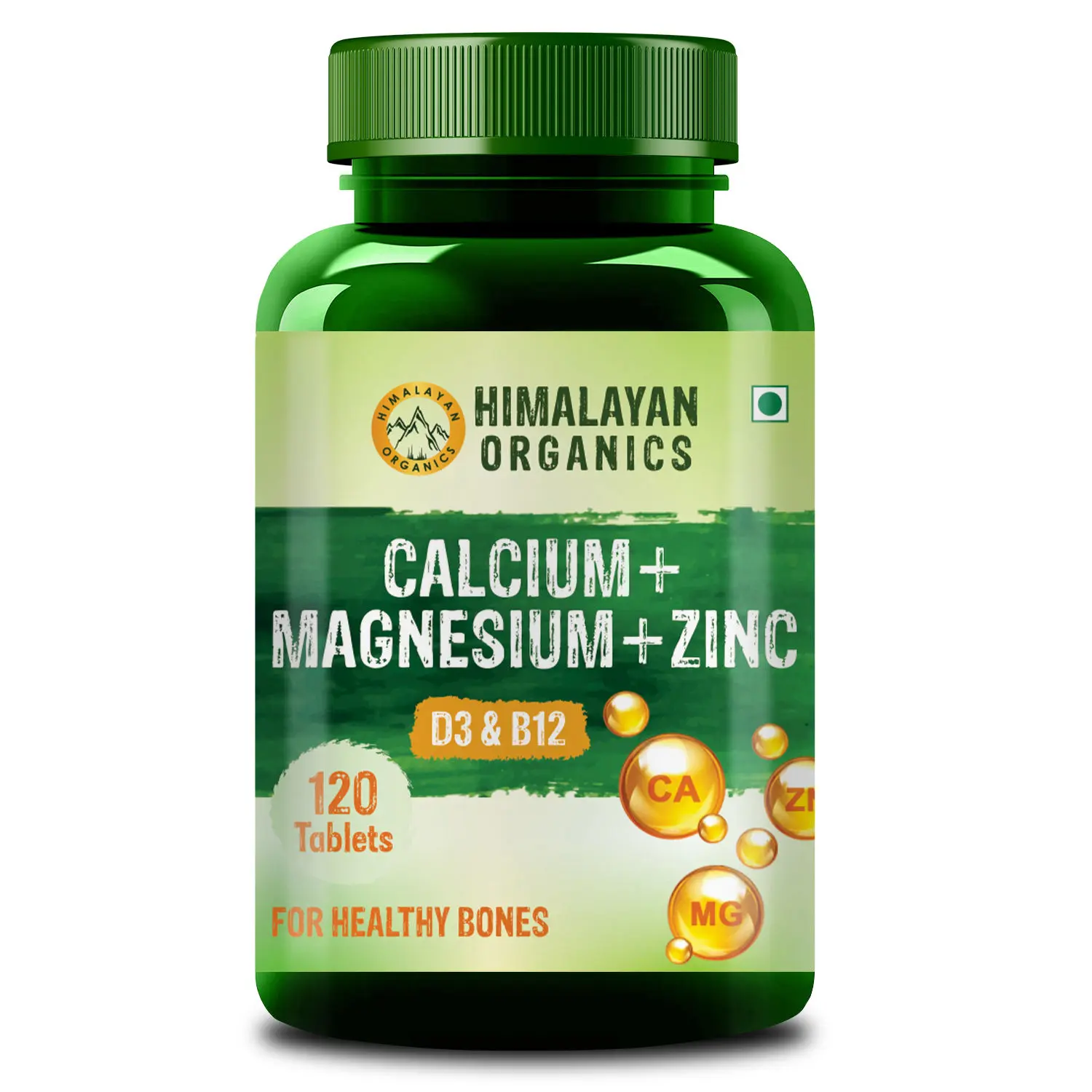 Himalayan Organics Calcium Magnesium Zinc Vitamin D3 & B12- 120 Vegetarian Tablets