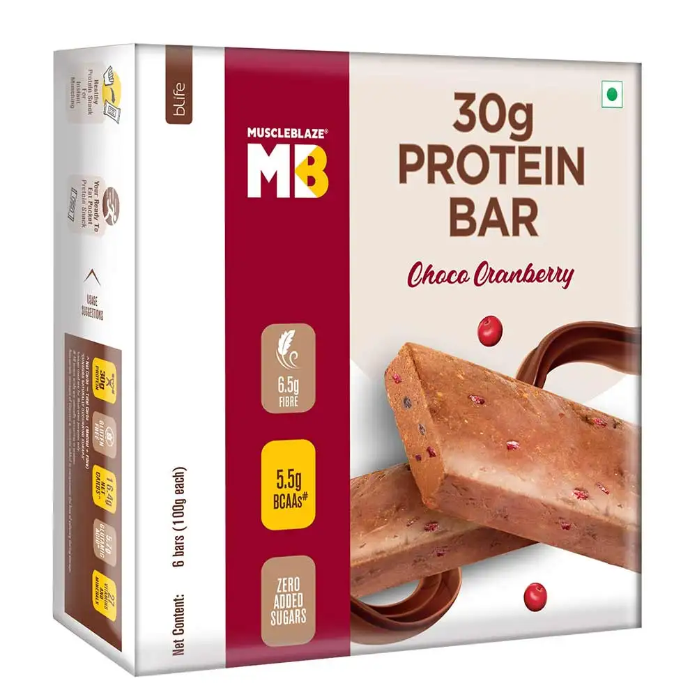 MuscleBlaze Hi-Protein Bar (30g Protein),  6 bar(s)  Choco Cranberry