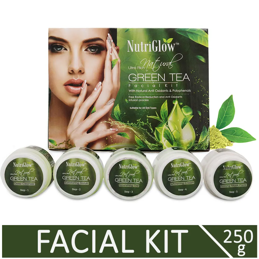 NutriGlow Ultra Rich Natural Green Tea Facial Kit For Hydrates & Nourishes Skin, 250 gm