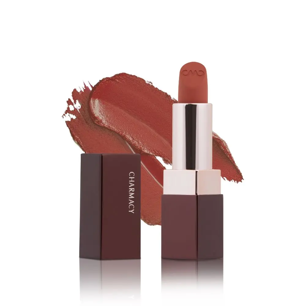 Charmacy Milano Soft Satin Matte Lipstick (Brown Sugar) - 3.8g, High Coverage, Single Stoke, Hydrating on Lips, Matte In Texture, Glides Smoothly, Vibrant Colors, Non Toxic, Vegan, Cruelty Free