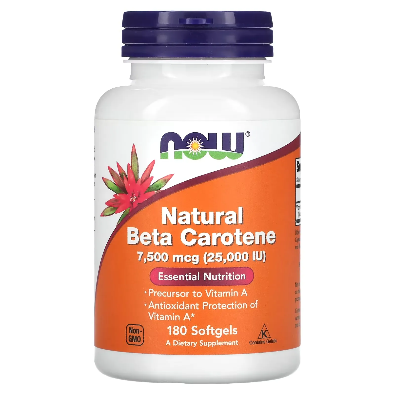 Natural Beta Carotene, 7,500 mcg (25,000 IU), 180 Softgels