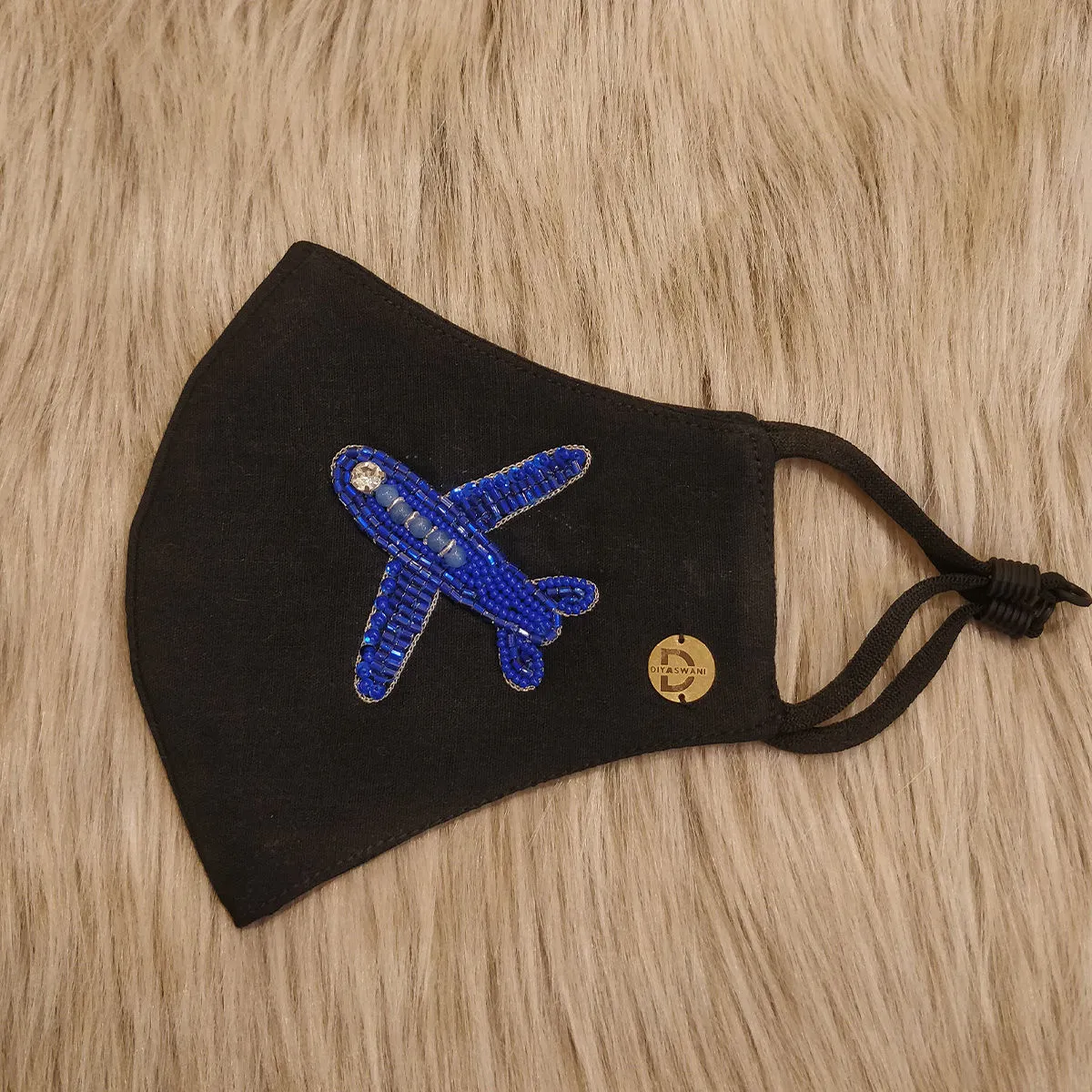 Diya Aswani Black Blue Aeroplane Mask