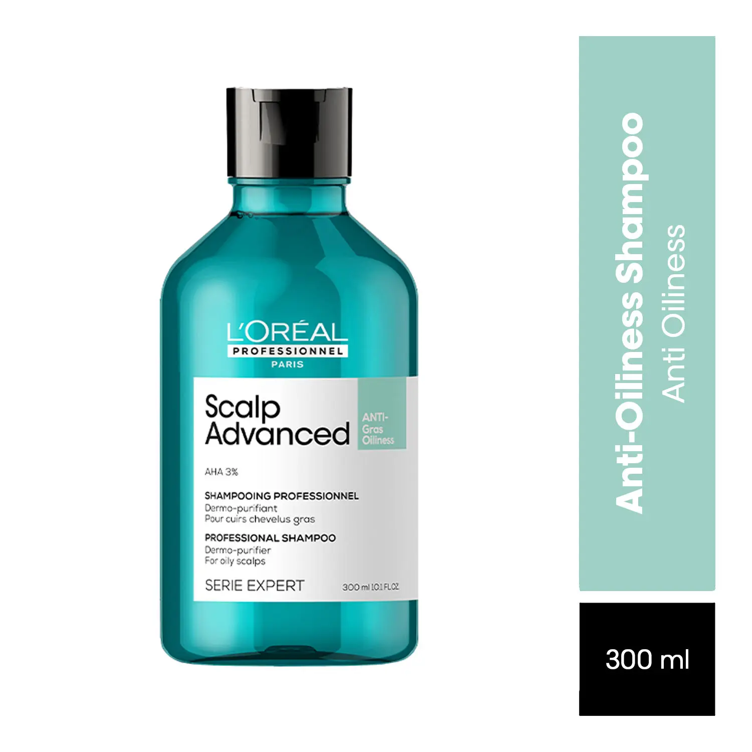 L'Oreal Professionnel Scalp Advanced Anti-Oiliness Dermo-Purifier Shampoo | For Oily Scalp | With AHA (300 ml)