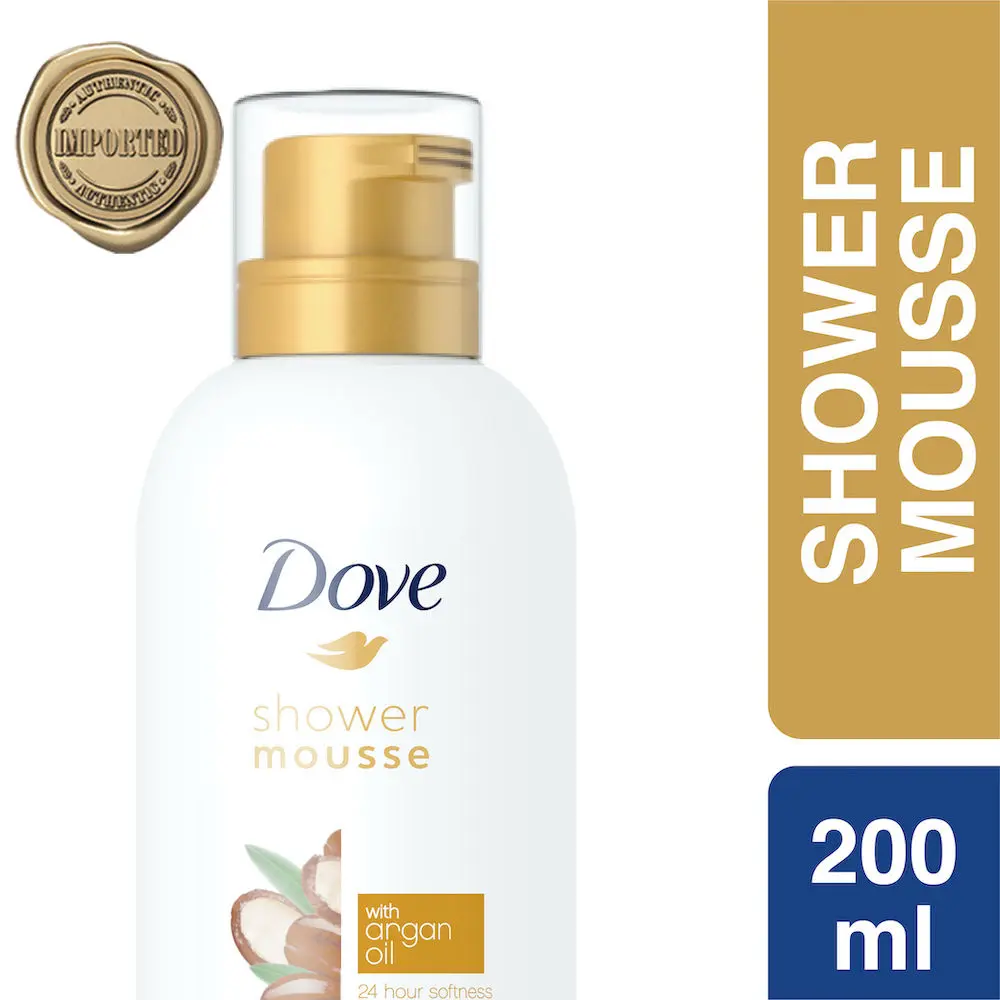 Dove Shower & Shaving Mousse with Argan Oil, 24 Hr Softness, Sulphate Free, 200 ml