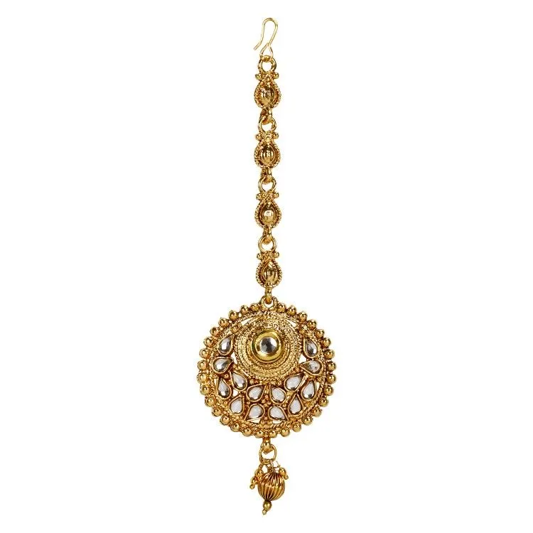 Anika's Creation Elegant Kundan Studded Gold Plated Maang Tikka