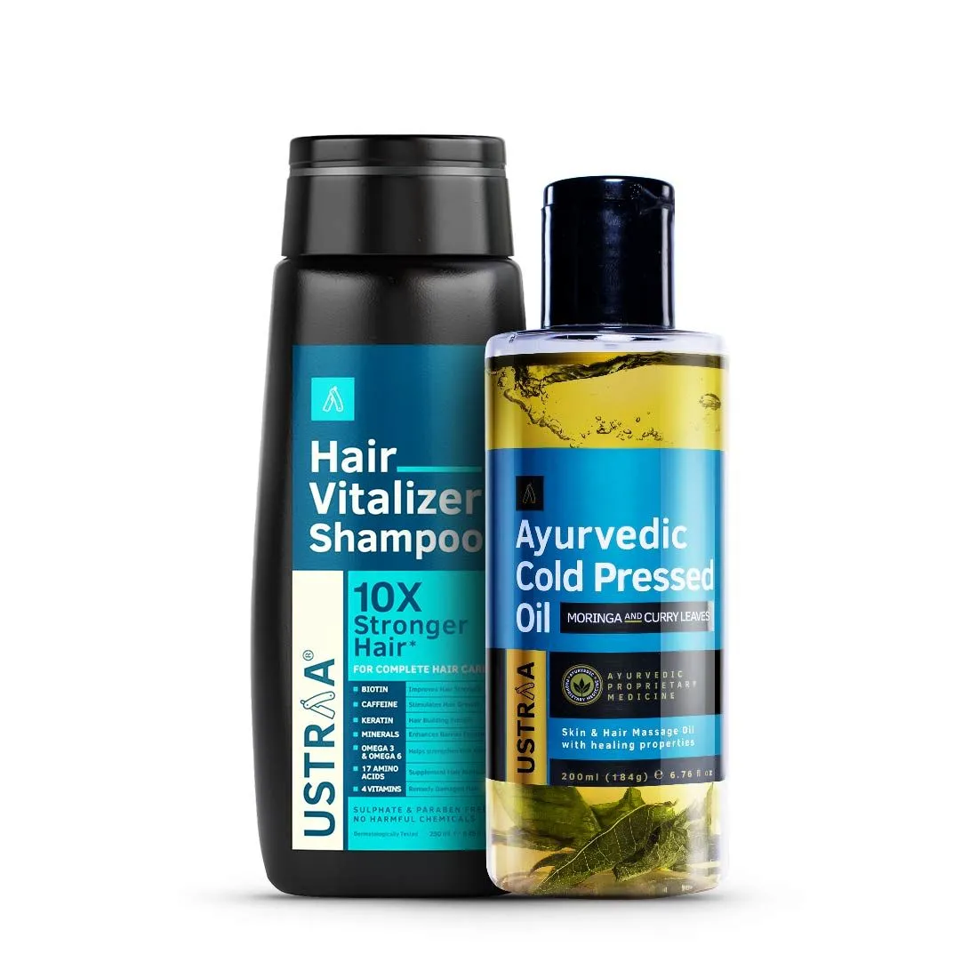 Ustraa Hair Vitalizer Shampoo & Ayurvedic Cold Pressed Oil Combo