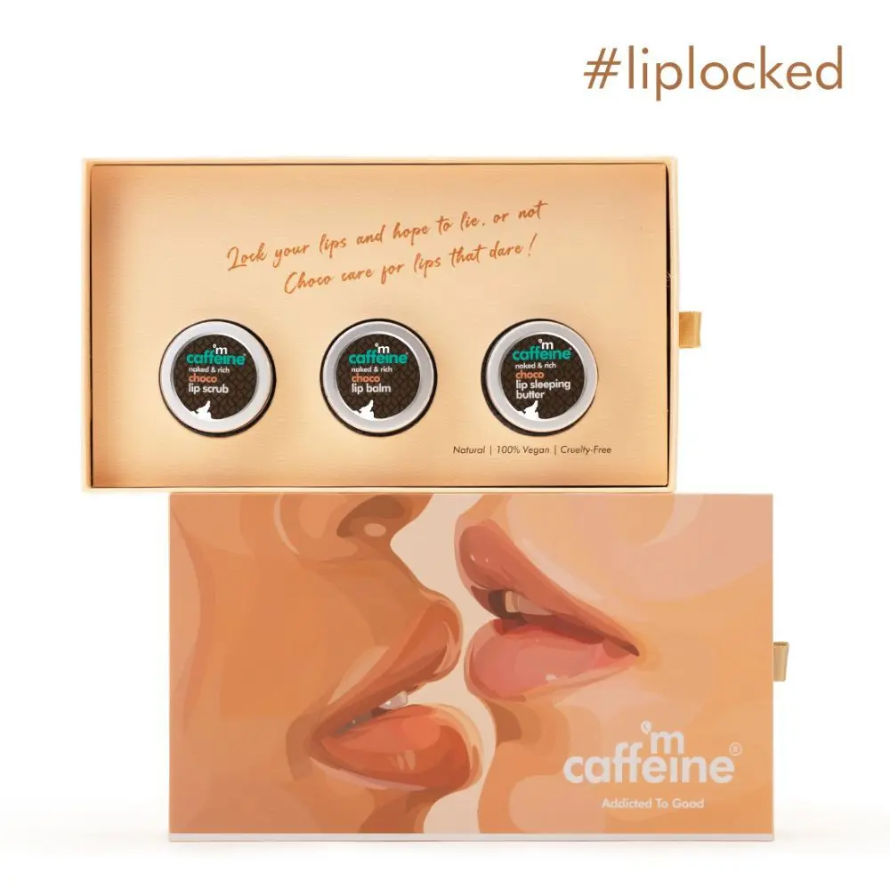 mCaffeine Choco Kissed Lip Gift Kit - Rich Choco Indulgence | Rakhi Day Gift Box | 100% Vegan Products (530g)