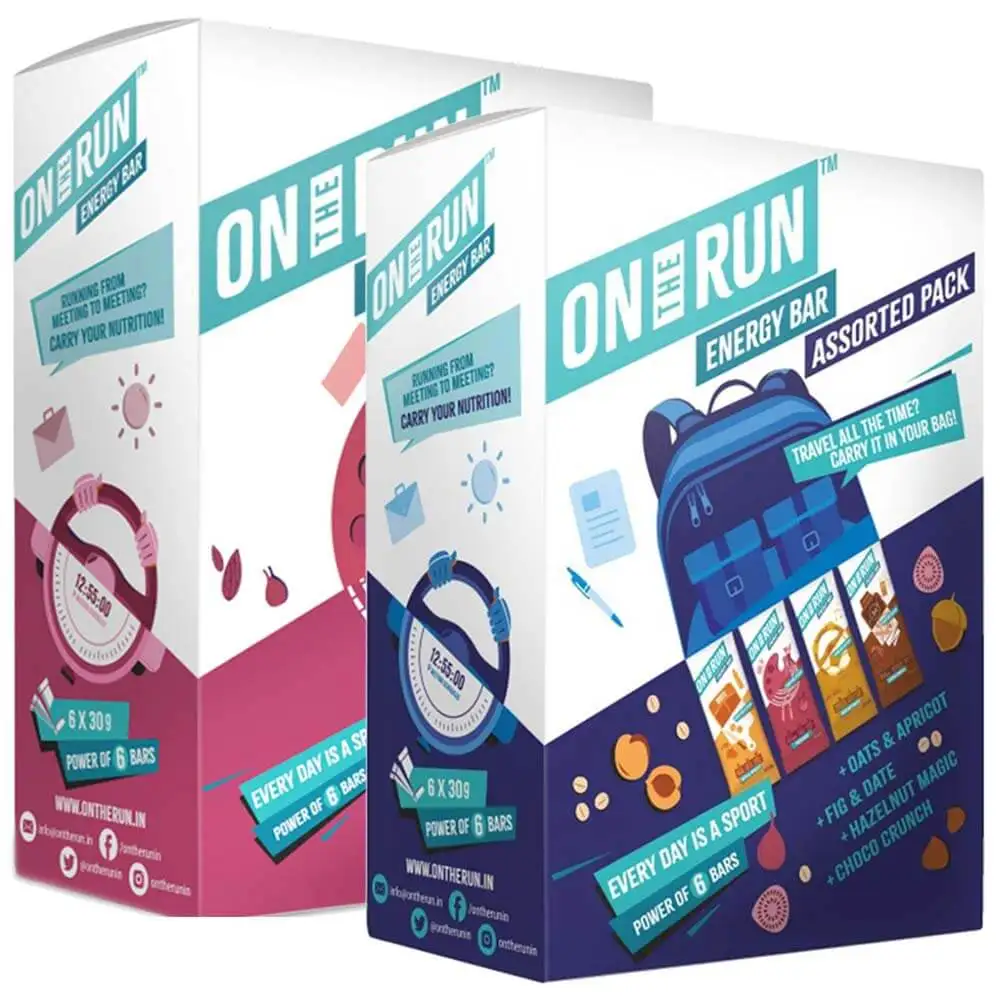 On The Run Energy Bar Combo,  6 Piece(s)/Pack  Fig & Date + Assorted Box