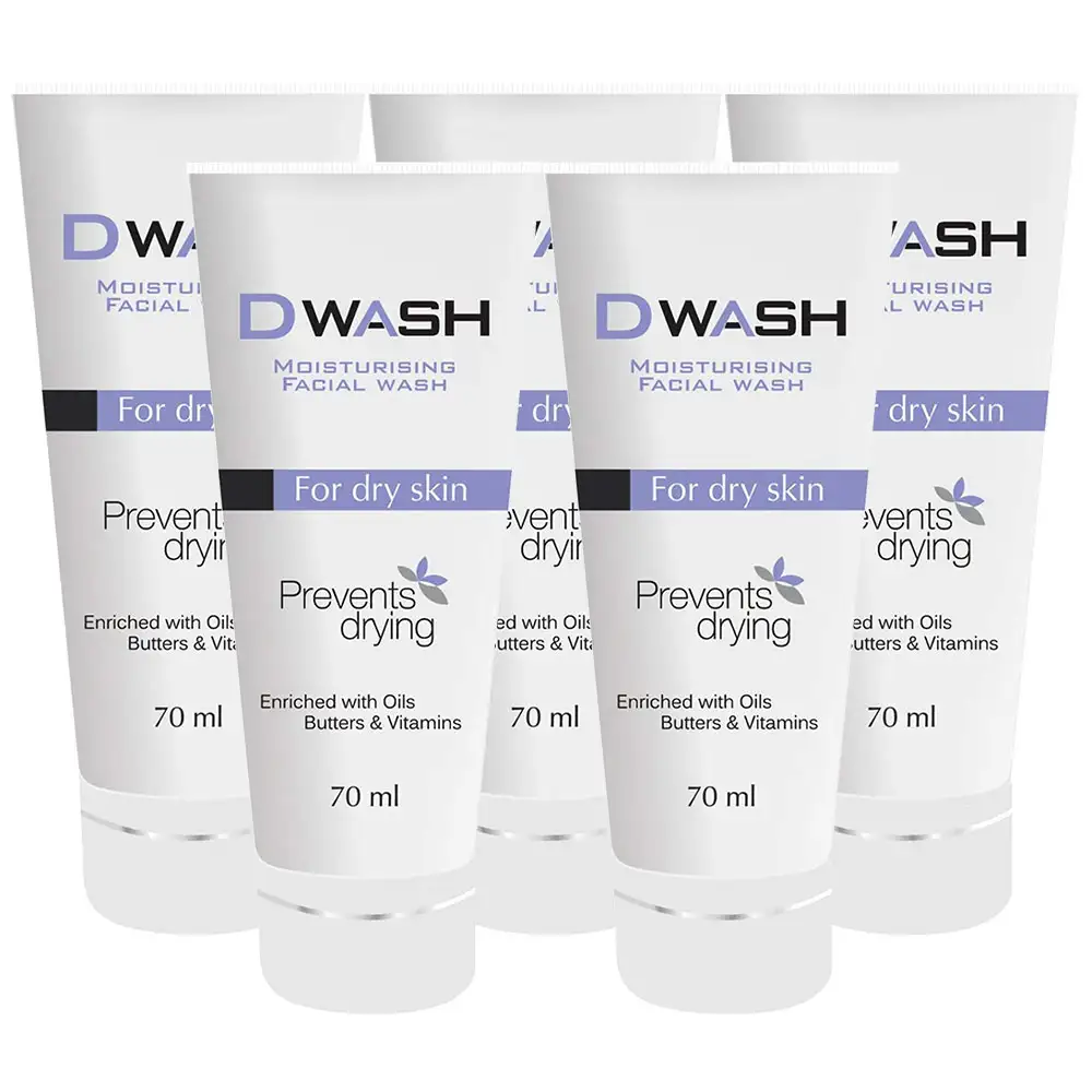 Dwash Moisturising Facial Wash,  70 ml  for Dry Skin (Pack of 5)