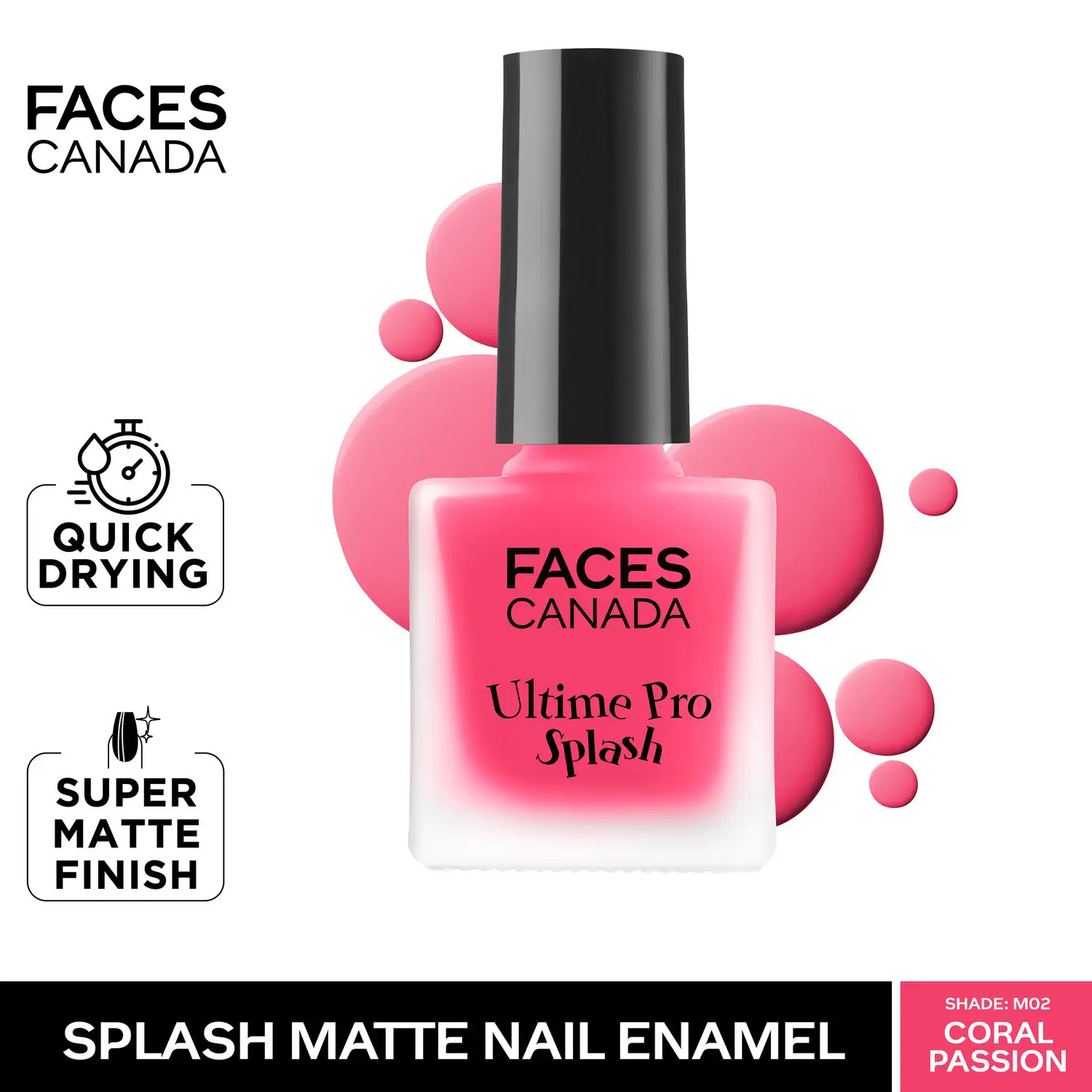 Faces Canada Ultime Pro Splash Matte Nail Enamel Coral Passion M02 MRP 149