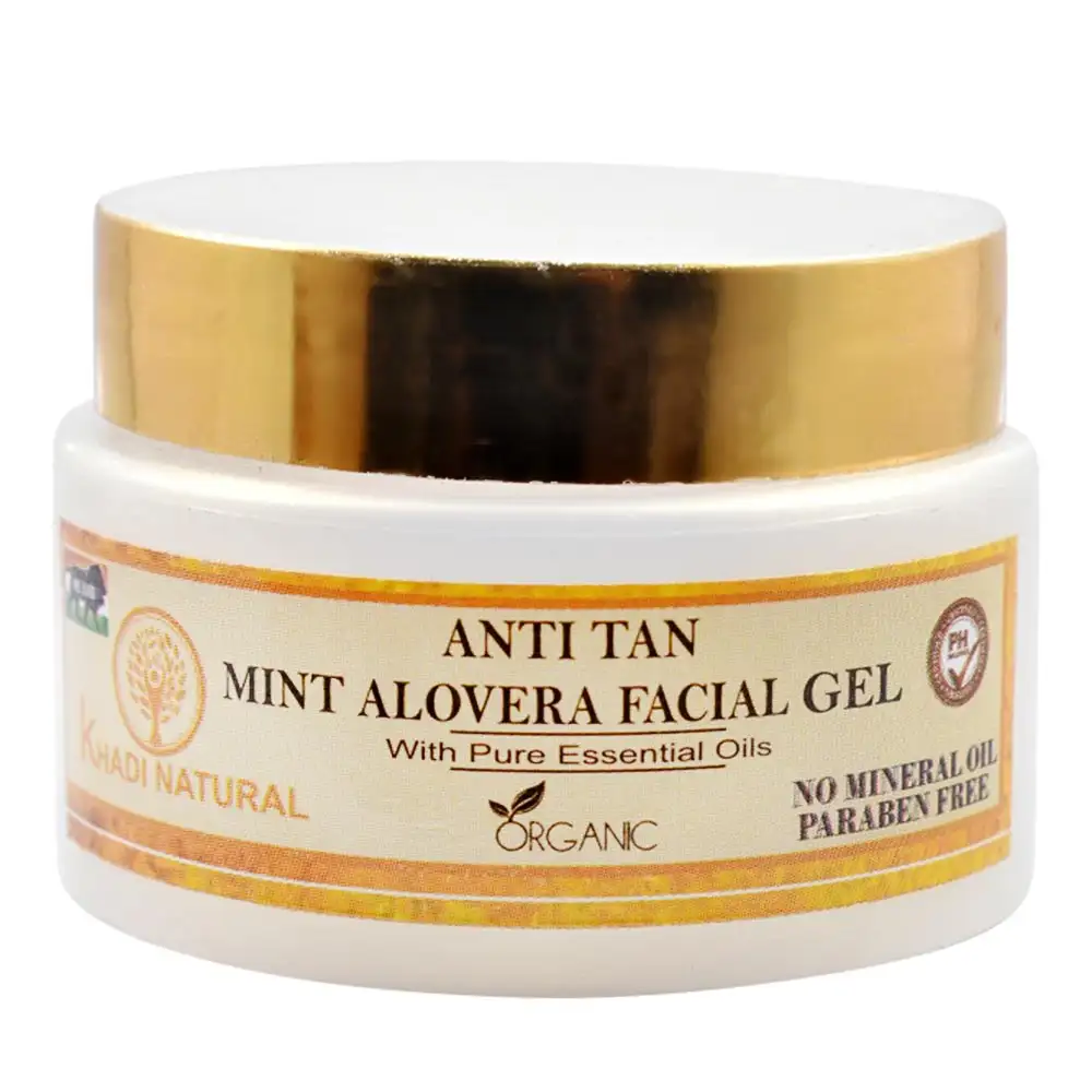 Khadi Natural Anti Tan Mint Aloevera Facial Gel,  50 g  for All Skin Types