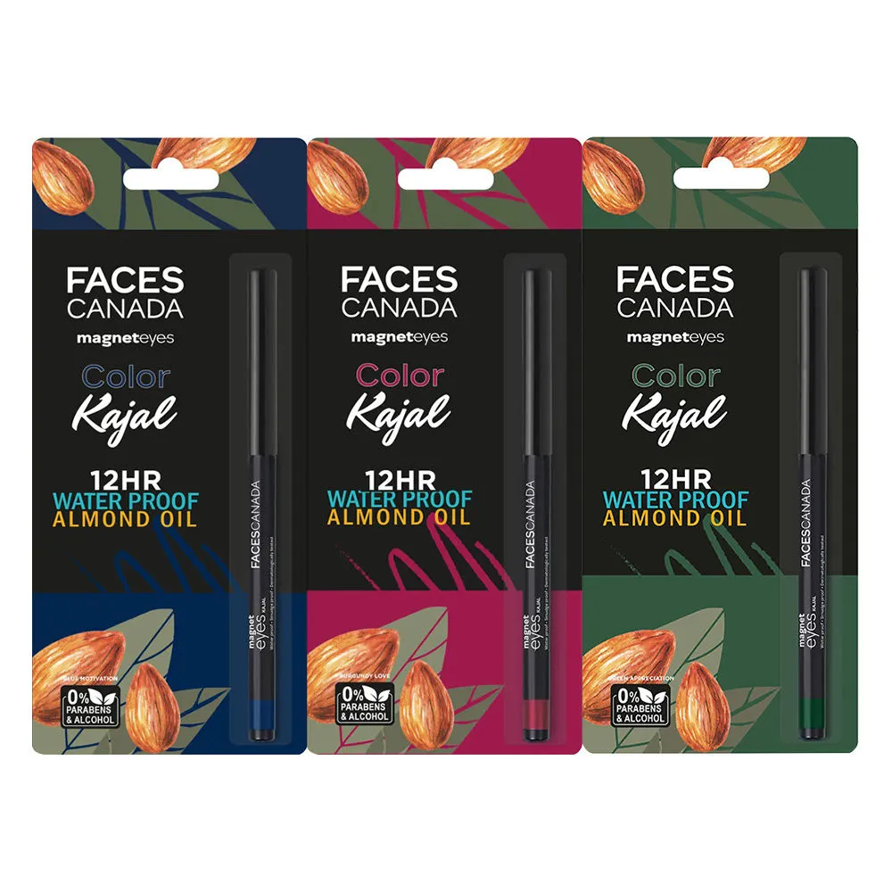 Faces Canada Magneteyes Kajal Combo - Burgundy + Green & Blue