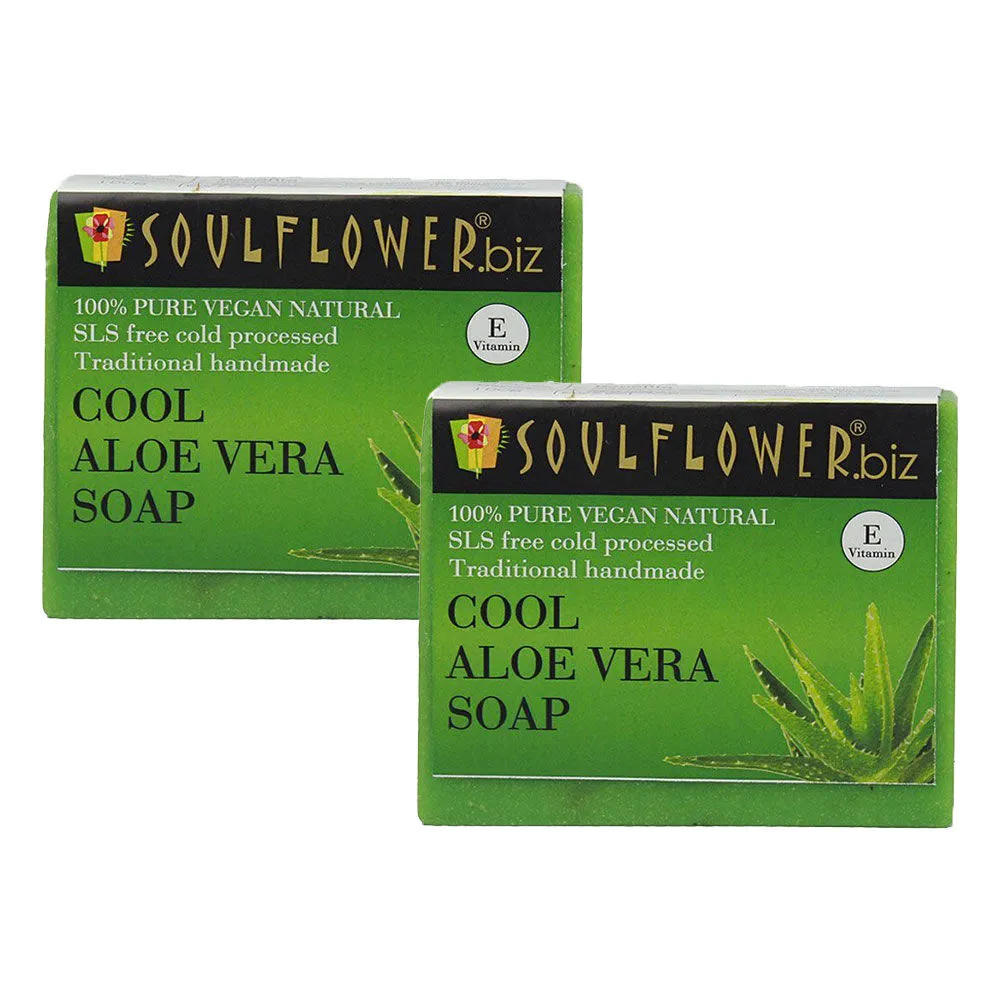 Soulflower Cool Aloe Vera Soap - Set of 2