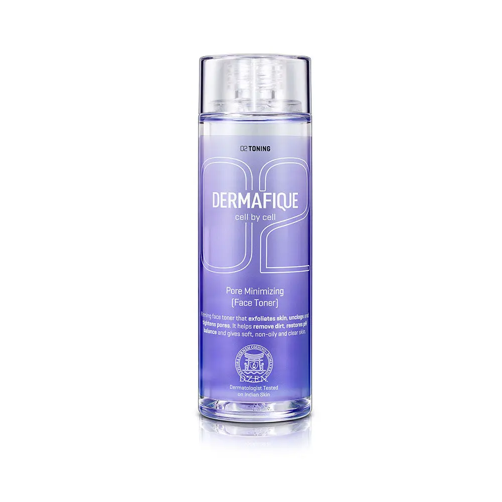 Dermafique Pore Minimizing Face Toner for All Skin Types, Tightens Pores, Exfoliates Skin, Alcohol Free, Paraben Free, Dermatologist Tested (150 ml), Transparent