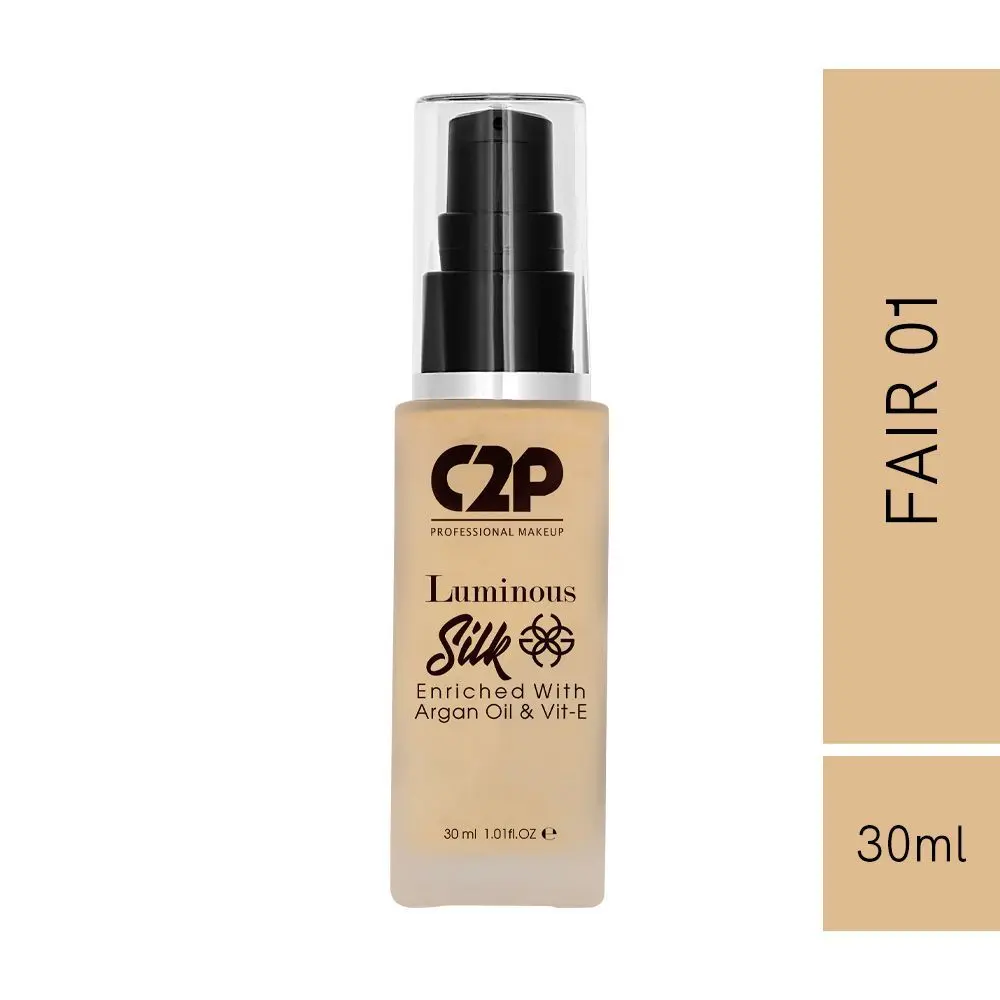 C2P Pro Luminous Silk Liquid Foundation Enriched with Argan Oil & Vitamin E - Fair 01