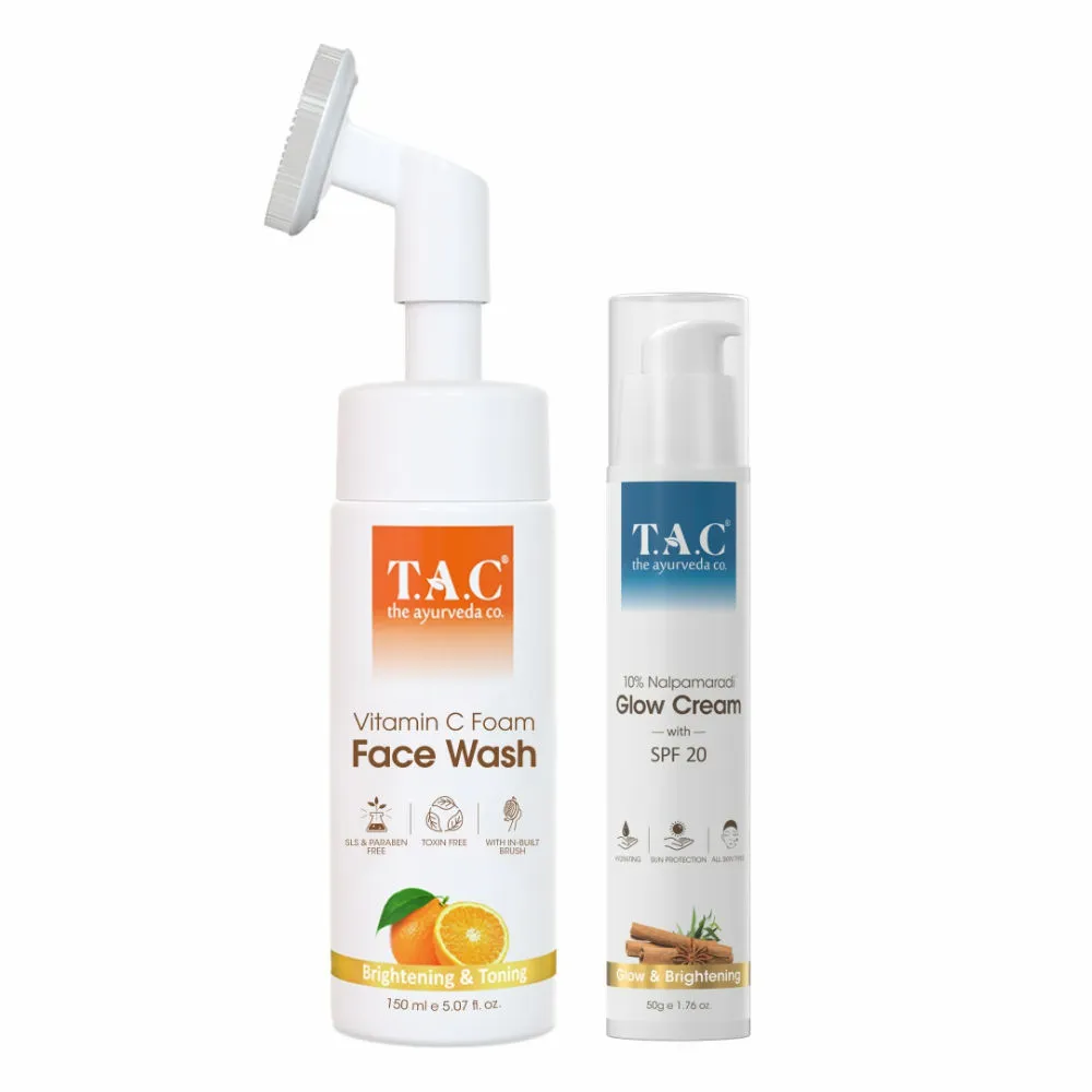 TAC - The Ayurveda Co. Day Cream For Oily Skin & Vitamin C Foaming Face Wash With Hyaluronic Acid