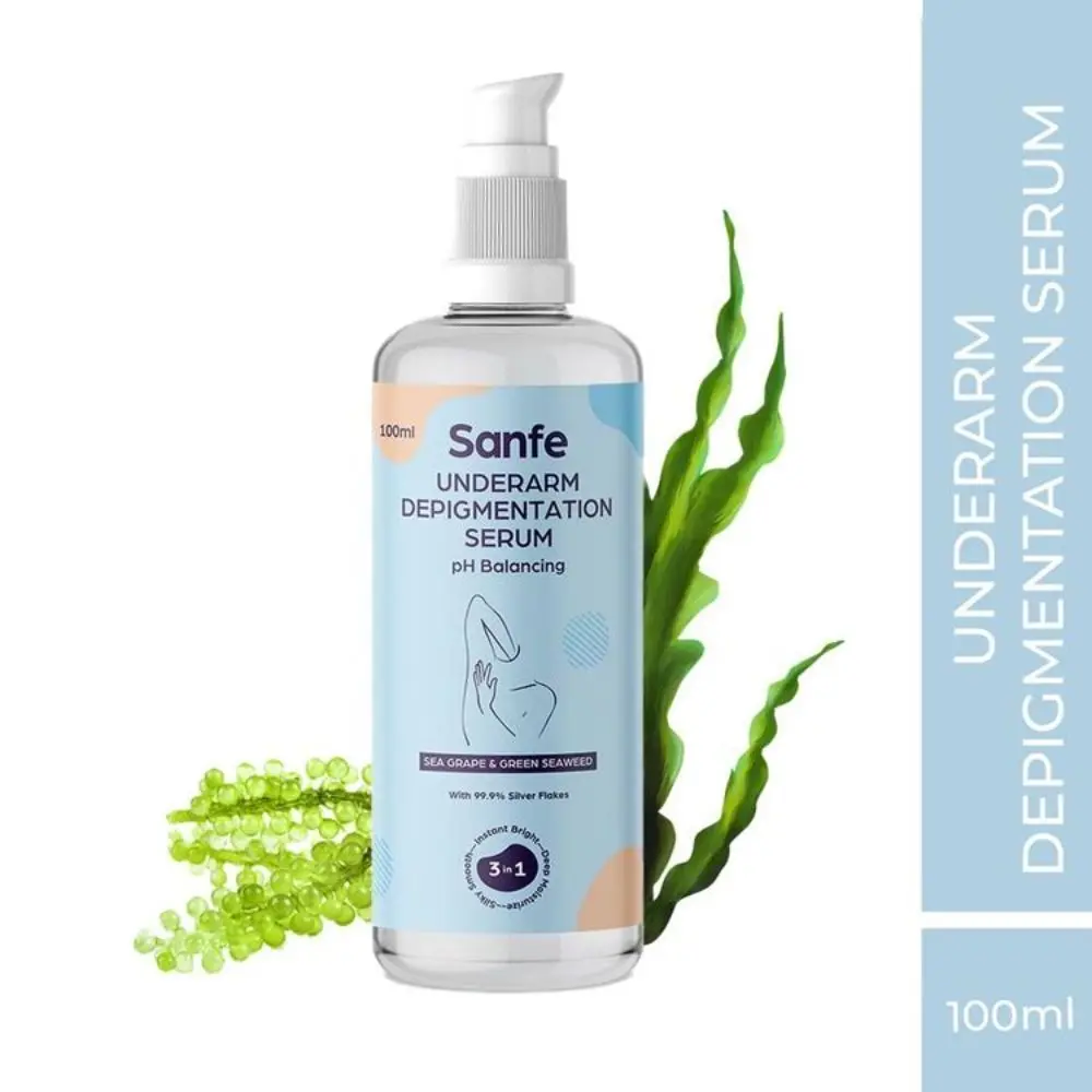 Sanfe Underarm Depigmentation Serum for Women - 100ml with Sea Grape and Green SeaWeed Extracts | Treats Hyperpigmentation & Dark Spots | Natural Underarm Brightening