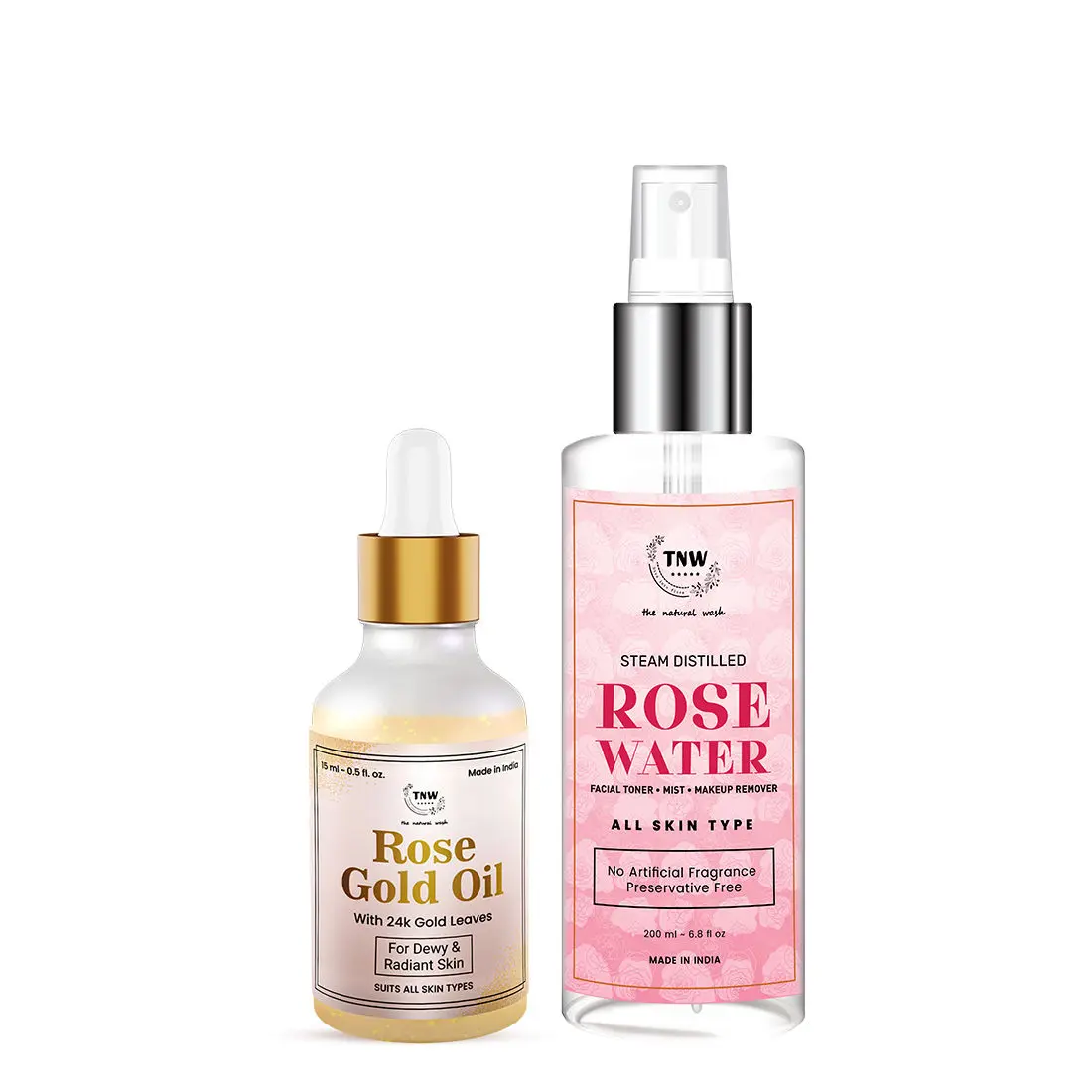 Combo of 2- Rose Gold Oil 15ml & Rose Water Spray Bottle 200ml