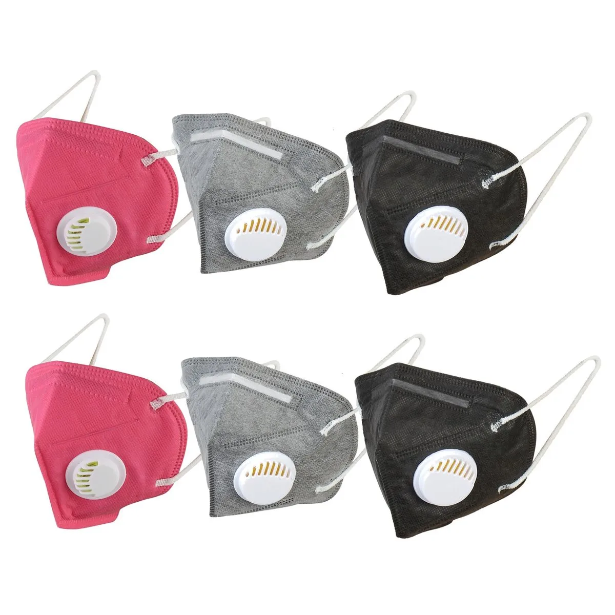 OOMPH Pack Of 6 Kn95/n95 Anti-pollution Reusable 5 Layer Mask Color: Grey Pink Black