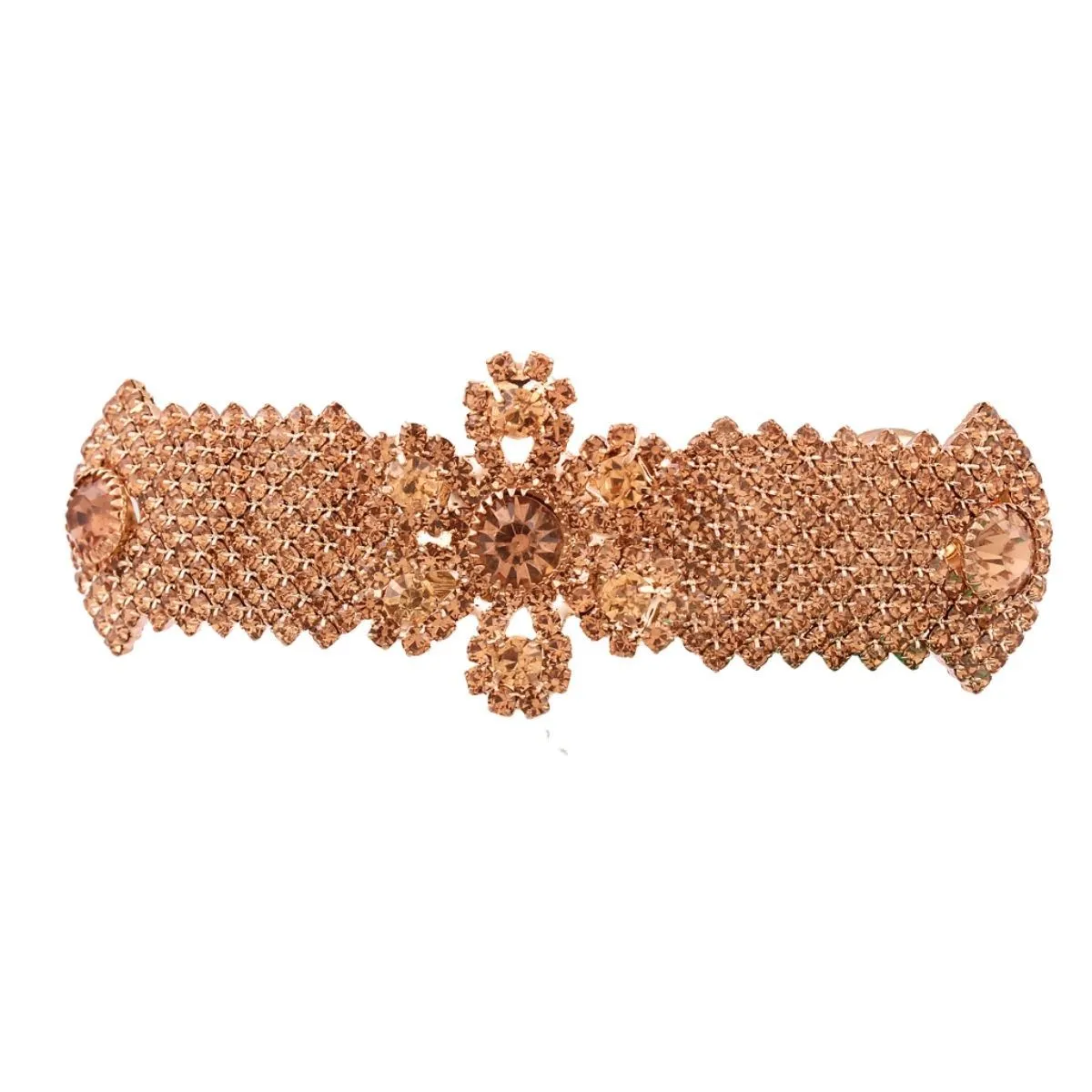 AccessHer Gold Plated Designer Studded Back Clip Hair Clip with Rhinestone (HP0317GC156GCGFLCT)