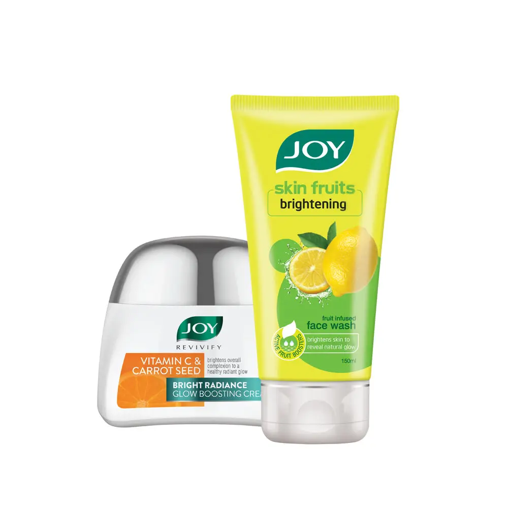 Joy Skin Fruits Lemon Brightening Face Wash 150ml & Vitamin C Brightening Face Cream 50ml (Combo Pack)