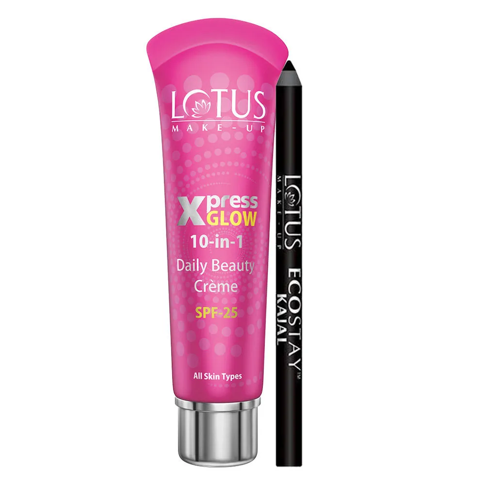 Lotus Makeup Kajal & Xpress Glow Beauty Cream Combo