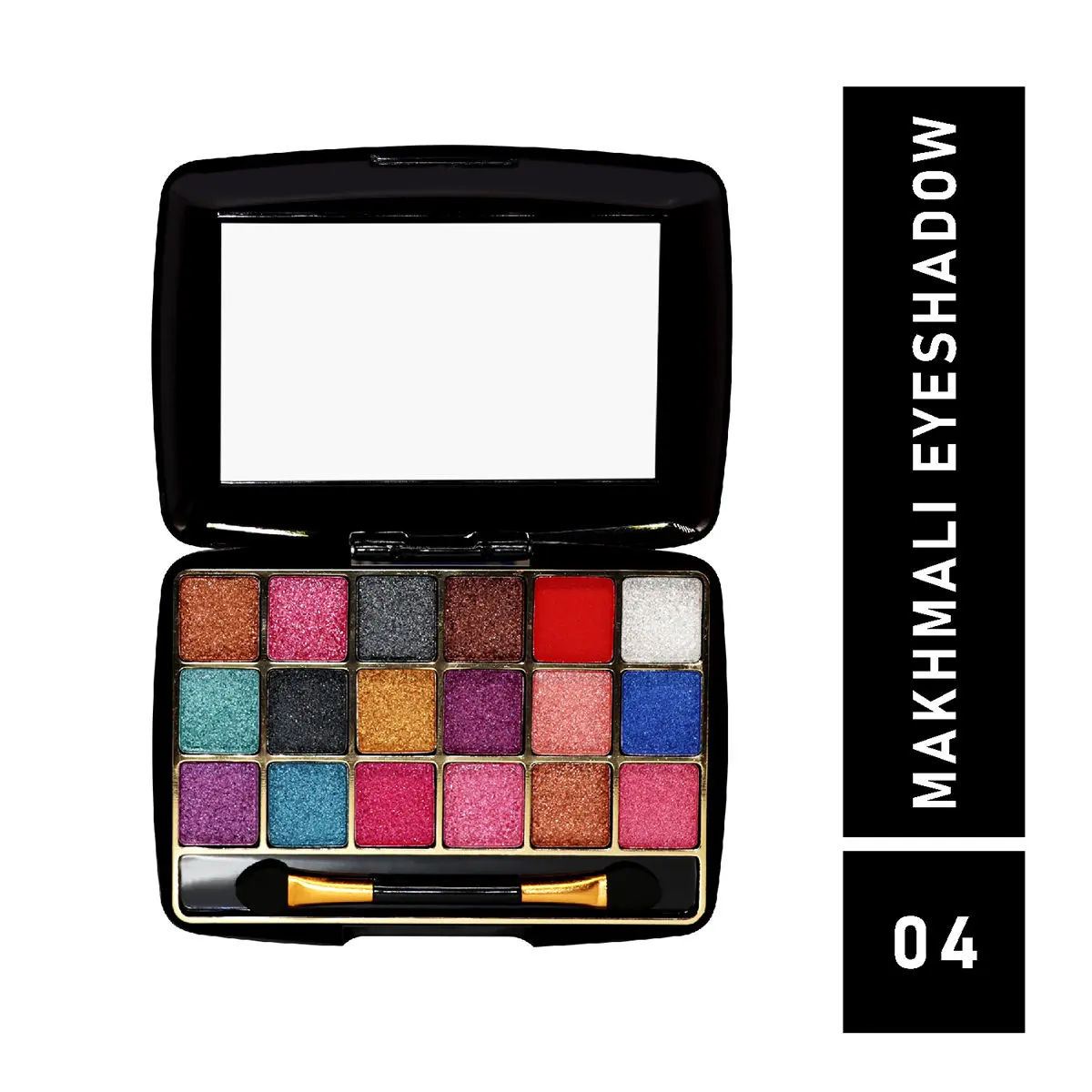 Half N Half 18 Colours Makhmali Eyeshadow with Brush in Palette, Flawless Shades, Easy to Blend, Waterproof Durable Highly Pigmented Eye Makeup Set Gift for Women, Multicolour-04 (12.8gm)