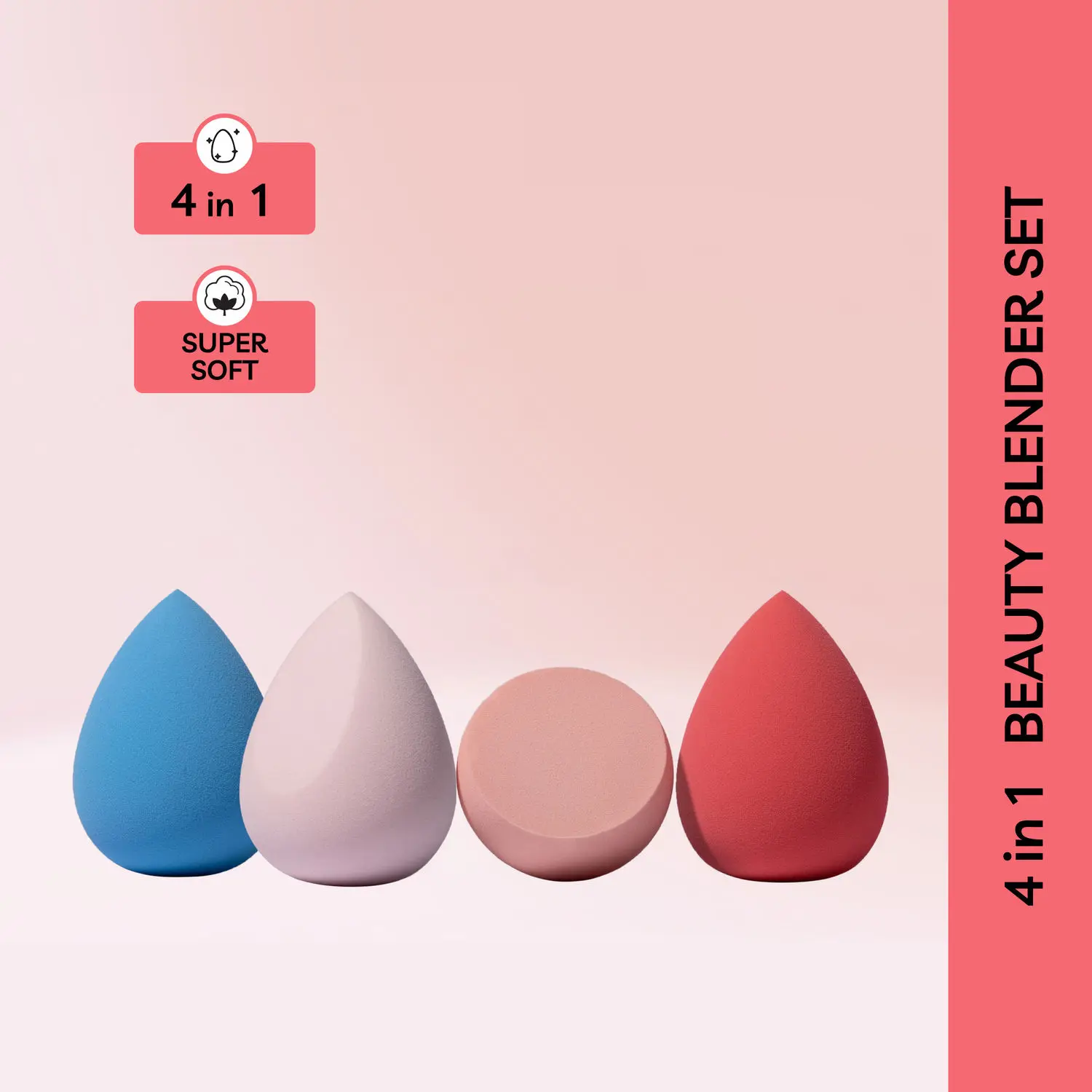 Purplle Multicolour Total Blend Makeup Sponge (Set of 4)