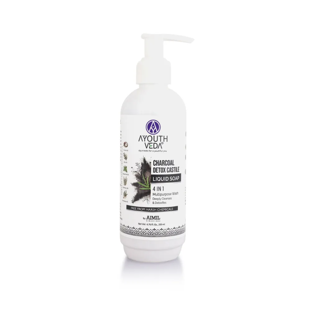 AyouthVeda Charcoal Detox Castile Liquid Soap