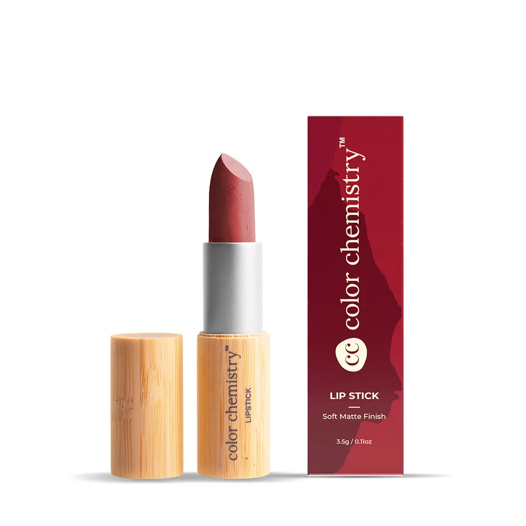 Color Chemistry Lipstick, Soft Matte Finish, Intensely pigmented & long-lasting, Enriched with Rosehip & Green Tea - (3.5 gm) Carnation LS06