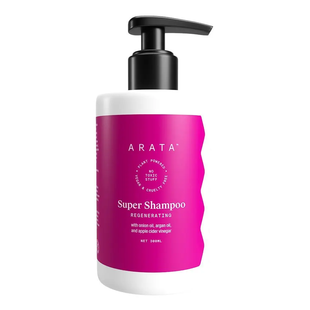 Arata Winner of Best Daily Shampoo (Vogue Beauty Awards - 2021) Plant-Powered Super Shampoo with Onion Oil, Bhringraj, Apple Cider Vinegar, Argan Oil & Aloe Vera For Women & Men (Shampoo)-300ml