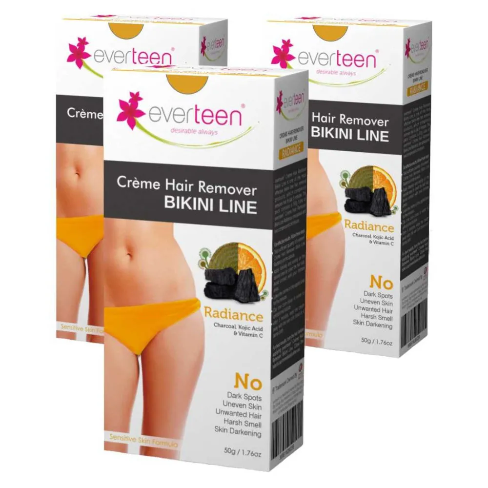 Everteen Charcoal & Vitamin C Bikini Line Hair Remover Creme-Pack of 3