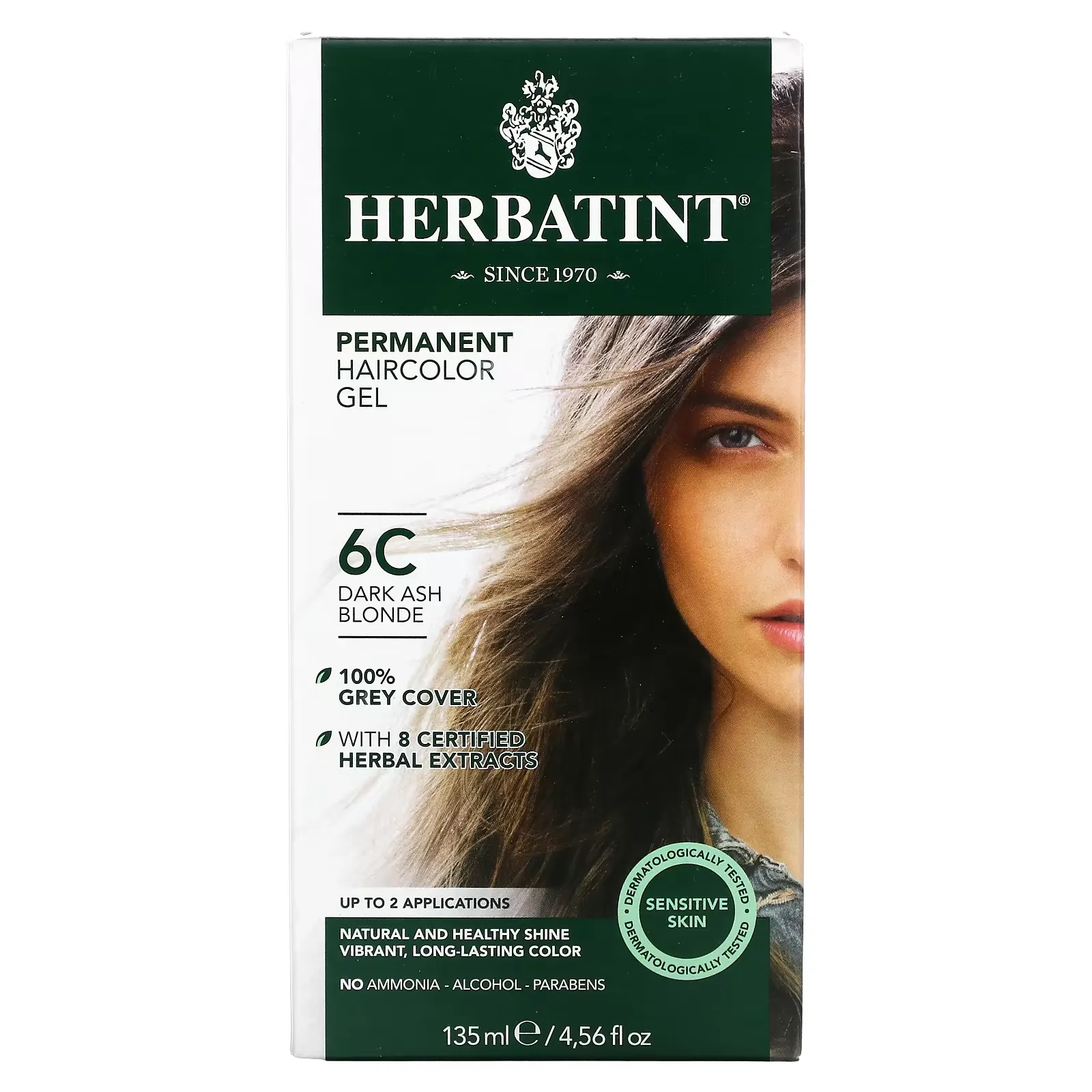 Permanent Haircolor Gel, 6C Dark Ash Blonde, 4.56 fl oz (135 ml)