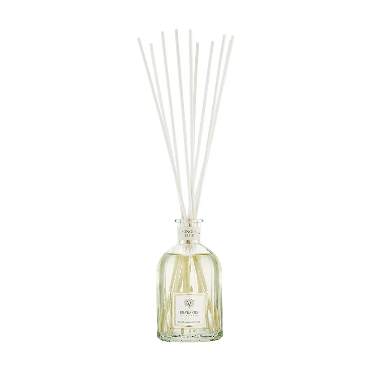 Dr.Vranjes Firenze Ginger Lime 250 ml Glass Bottle with White Rattan Sticks (Nr.10 - H.34 )