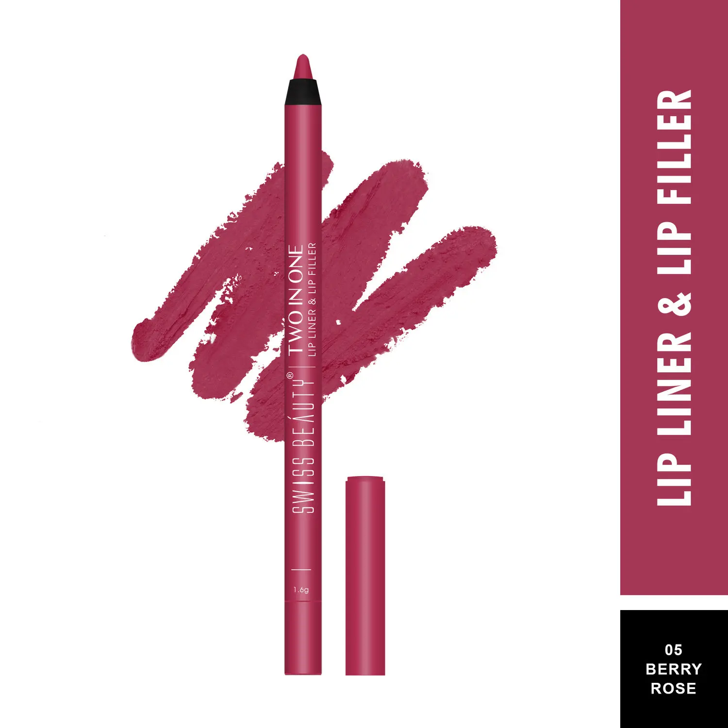 Swiss Beauty Two in One Lip Liner & Lip Filler berry Rose 05