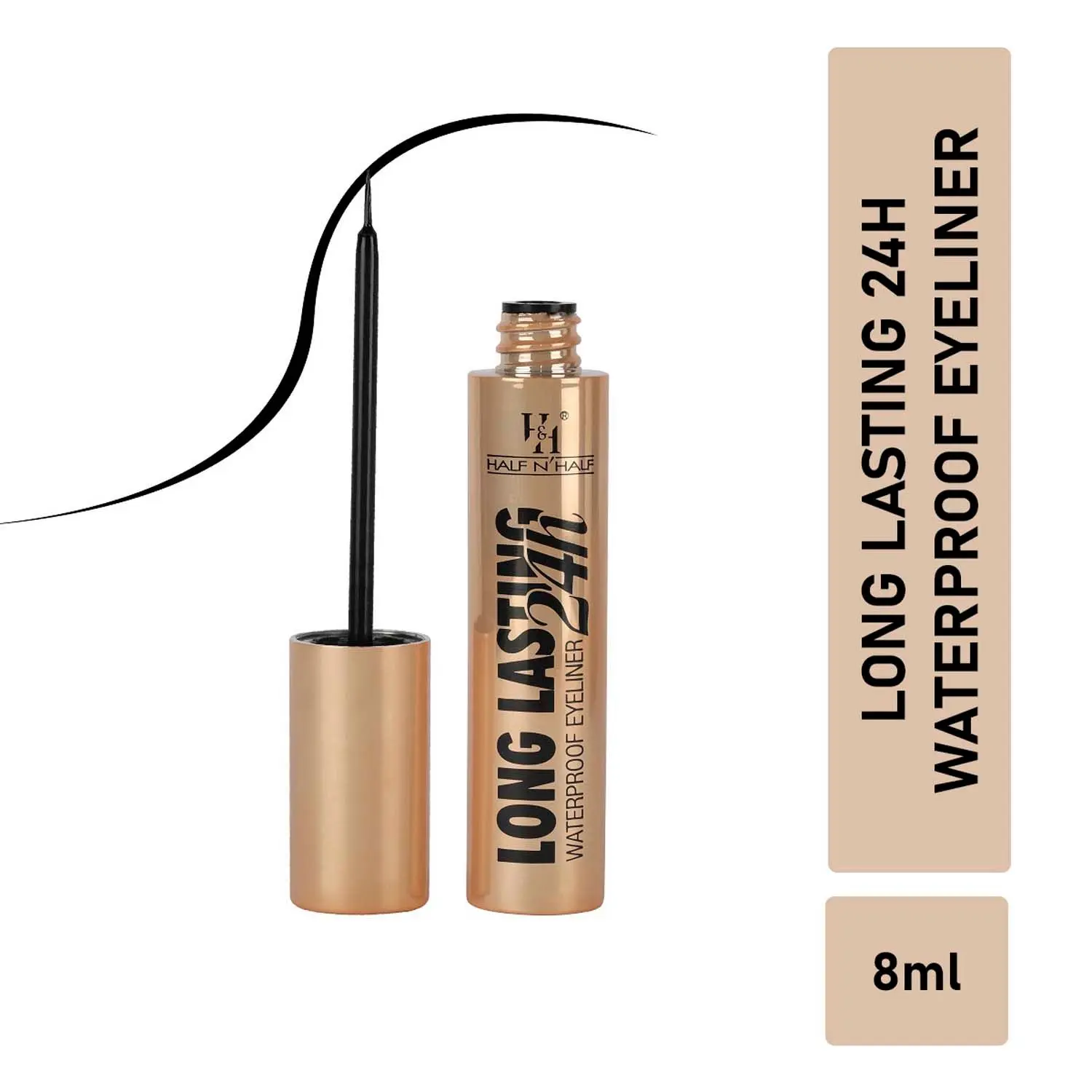 Half N Half Long Lasting 24h Waterproof Eyeliner, Black (8ml)