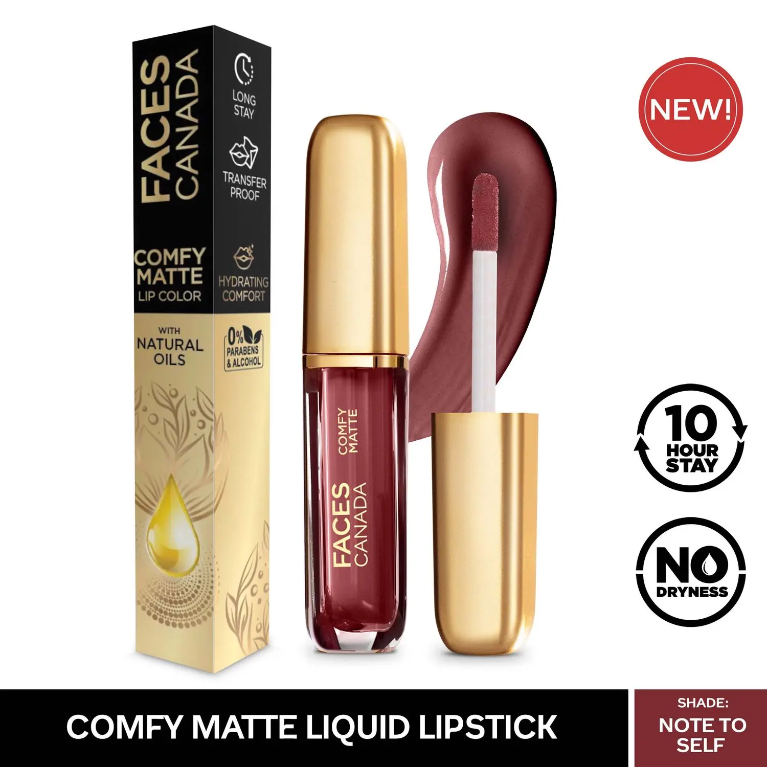 Faces Canada Comfy Matte Mini Lip Color | Comfortable 10 Hours Longstay | Matte Finish | With Natural Oils | Note To Self 07 (1.2 ml) - Exclusively Only On Purplle