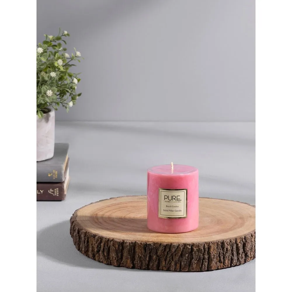 Pure Home + Living Set of 2 Medium Pink Beachcomber Pillar Candle