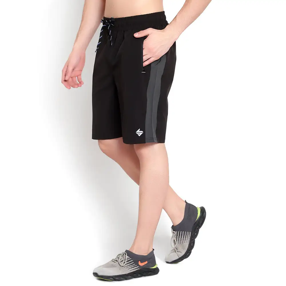 John Ally Dry-Fit Gym Workout Shorts with Zipper Pockets,  Small  Jet Black