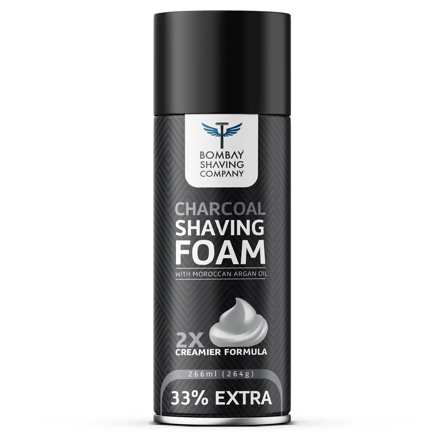 Bombay Shaving Company Charcoal Shaving Foam, 266 ml (33% extra) | Activated Charcoal & Moroccan Argan Oil