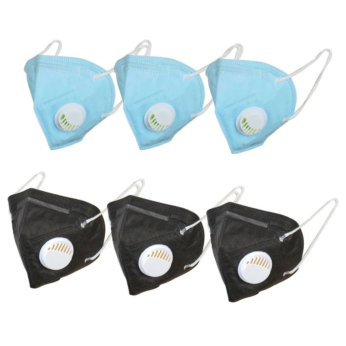 OOMPH Pack Of 6 Kn95/n95 Anti-pollution Reusable 5 Layer Mask Color: Blue Black