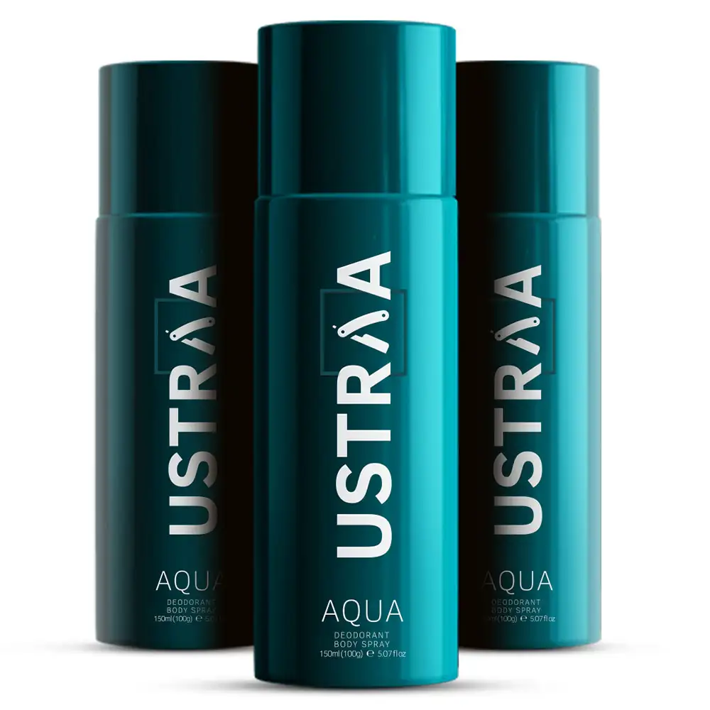 Ustraa Deodorant Body Spray for Men,  150 ml  Aqua (Pack of 3)