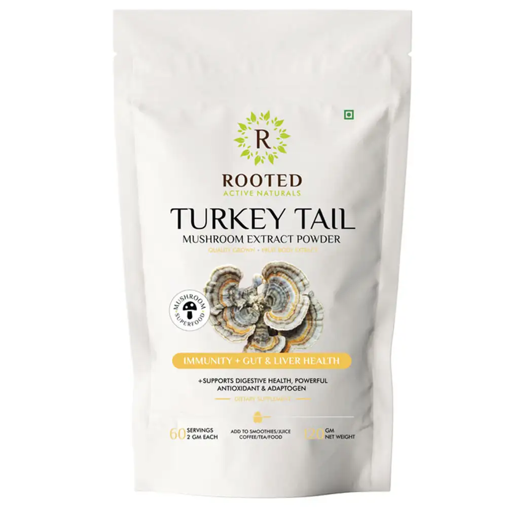 Rooted Active Naturals Turkey Tail Mushroom Extract Powder,  120 g