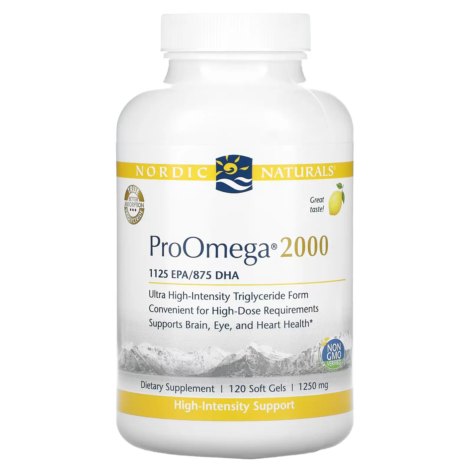 ProOmega 2000, Lemon, 1,250 mg, 120 Soft Gels