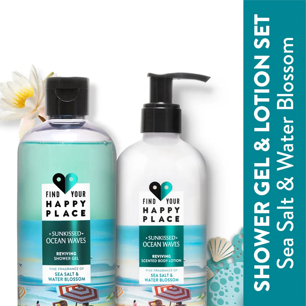 Find Your Happy Place Sunkissed Ocean Waves Shower Gel + Body Lotion Combo