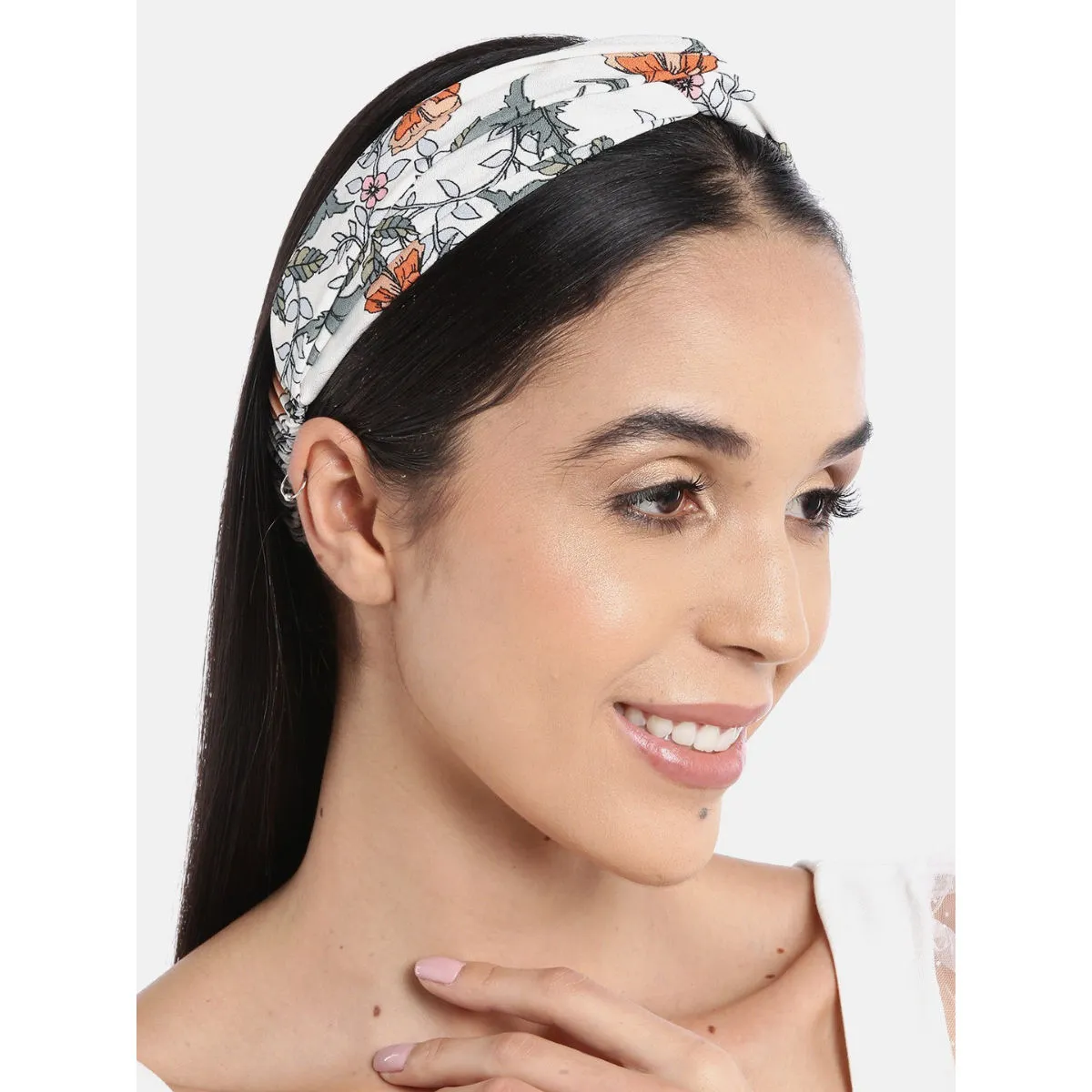 Blueberry Multi Floral Printed Knot Hairband