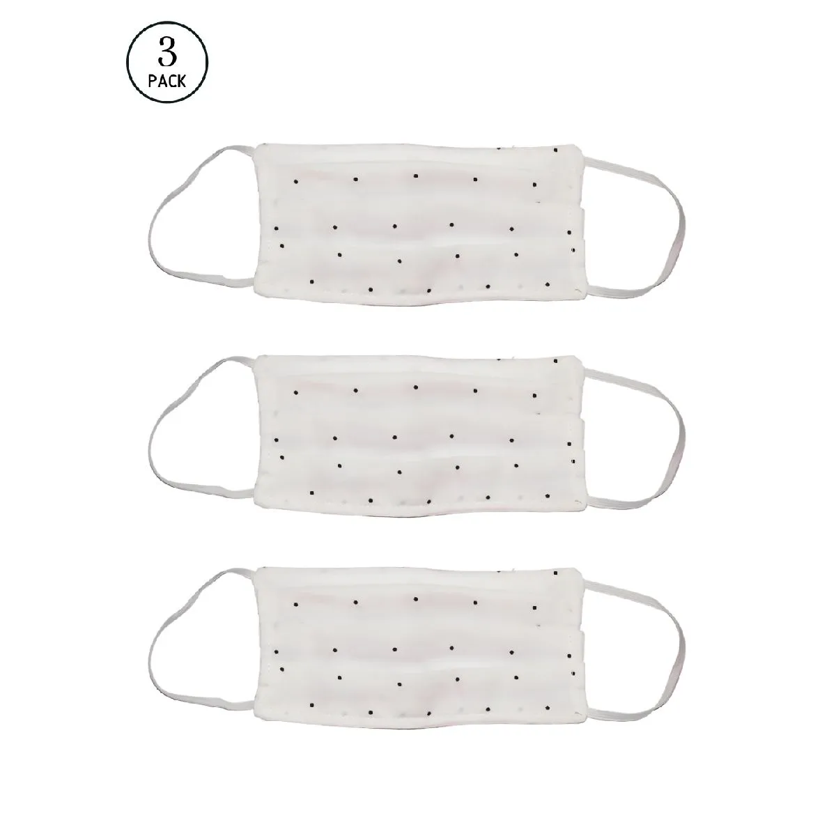 Bellofox 3-Ply White White Polka Dot Cotton Face Mask (Pack Of 3)