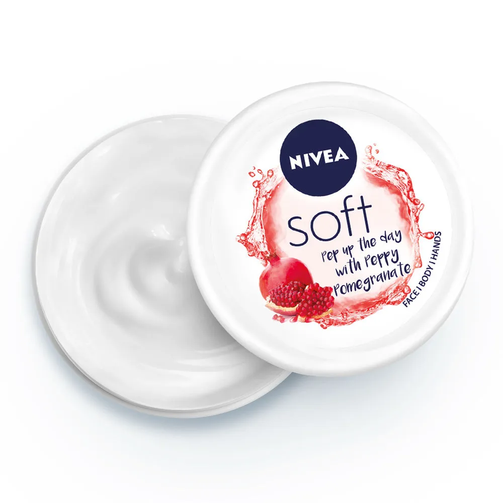 Nivea Soft Light Moisturizer Cream Peppy Pomegranate For Hands And Body - 100 Ml