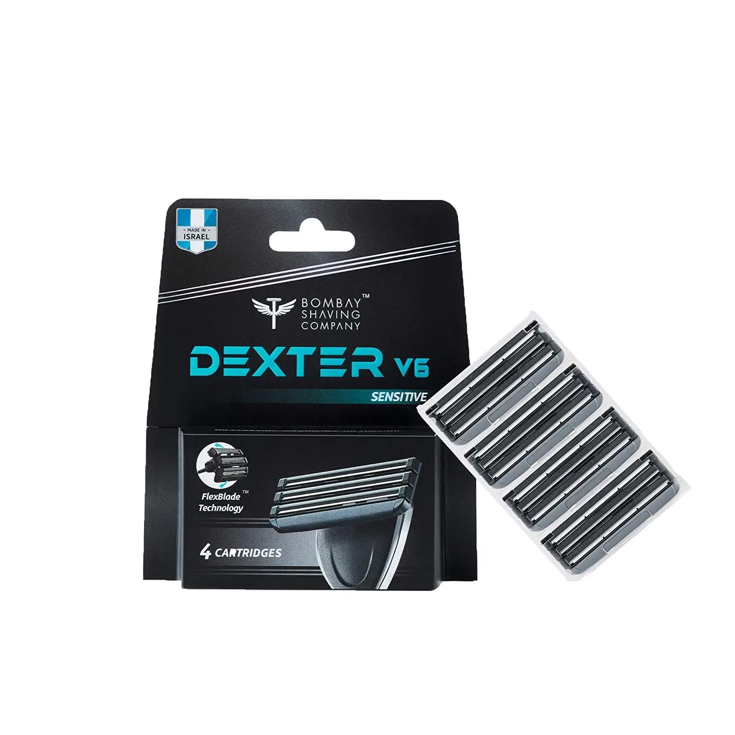 Bombay Shaving Company Dexter V6 Sensitive Cartridges with FlexBlade Technology (Pack of 4)