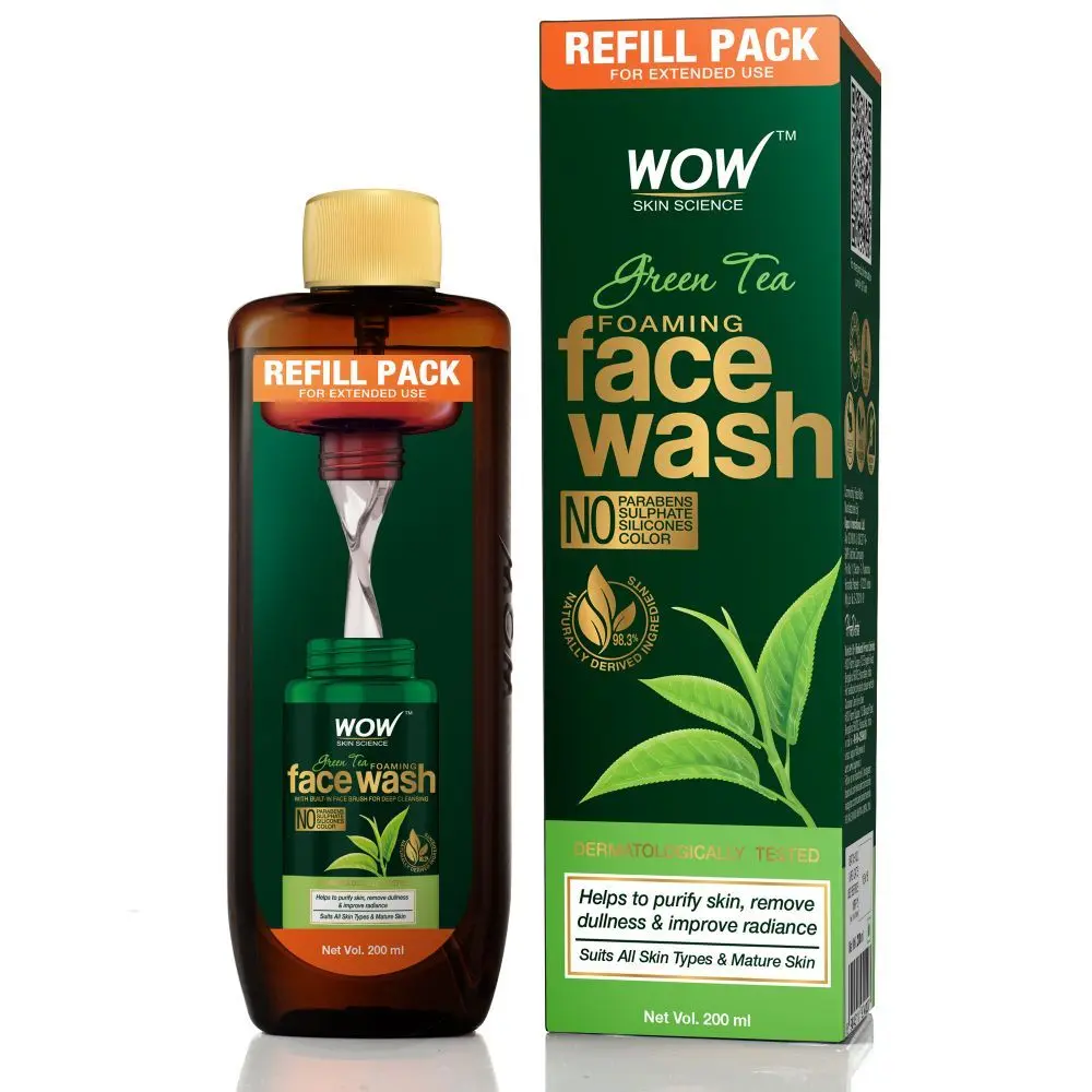 WOW Skin Science Green Tea Foaming Face Wash Refill Pack (200 ml)